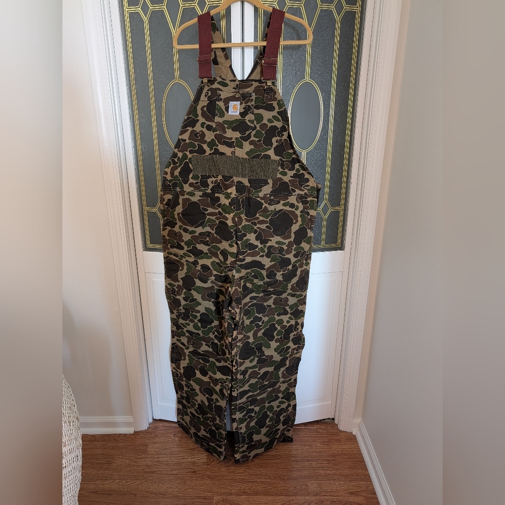 Carhartt Camouflage Overalls with Tan and Green. New. Insulated. 52x32